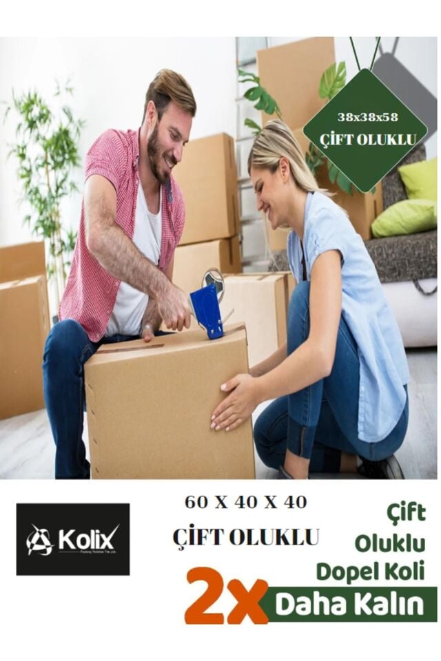 10 Adet 38x38x58 Çift Oluklu Taşıma Taşınma Karton Çeyiz Arşiv Kitap Boş Koli