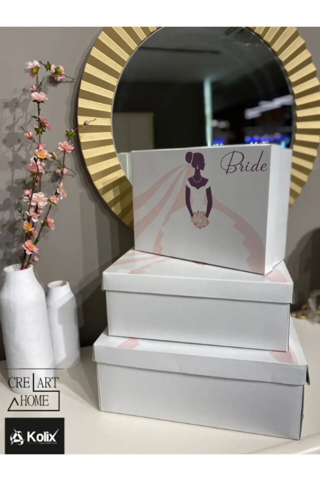Gelin Bohçası - Gelin Kutusu - Çeyiz Kutusu- Hediye Seti - Hediye Kutusu 3'lü Bride Set