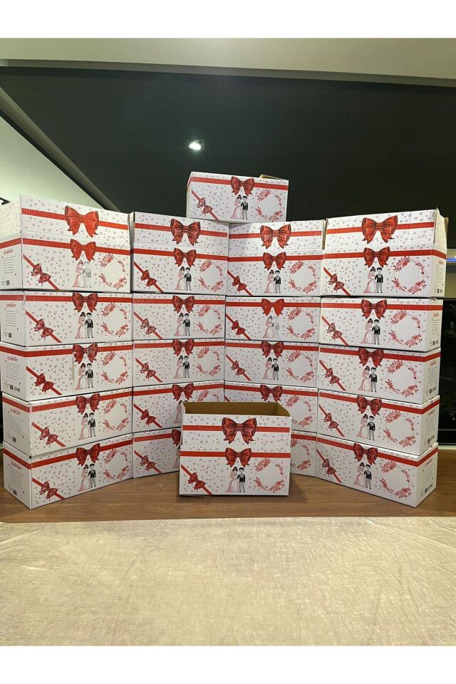 Kolix İsim Etiketli Çeyiz Kolisi Gelin Karton Koli Kutu Ambalaj 57x25x33 cm 50 Adet