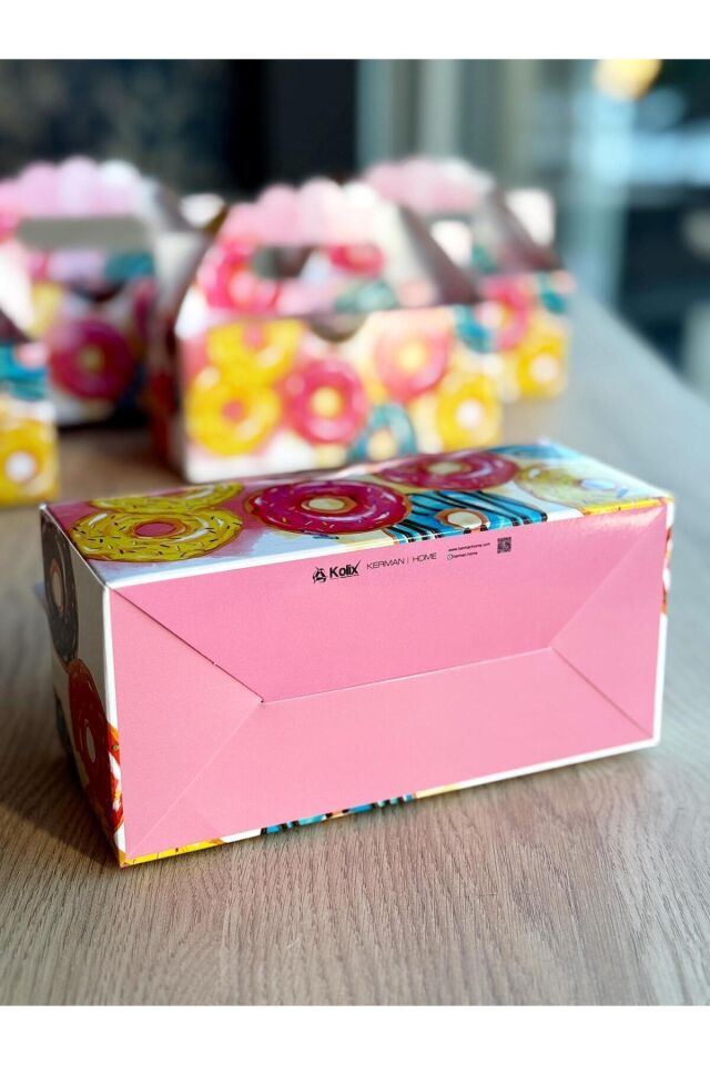 Macaron Kutusu 25 'li El Tutmalı Çanta Doğum Günü Hediye Kutusu Pasta Kutusu