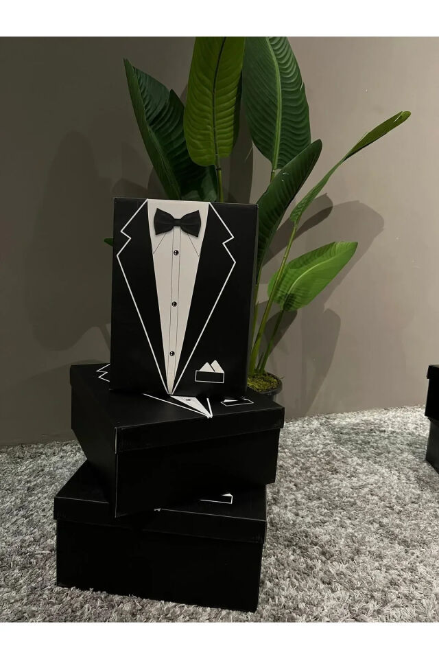 3 Lü Damat Kutusu Orta Boy Bohça Kutusu 3 Adet Orta Boy Kutu Çeyiz Damat Bohça Kutusu 34x28x13cm