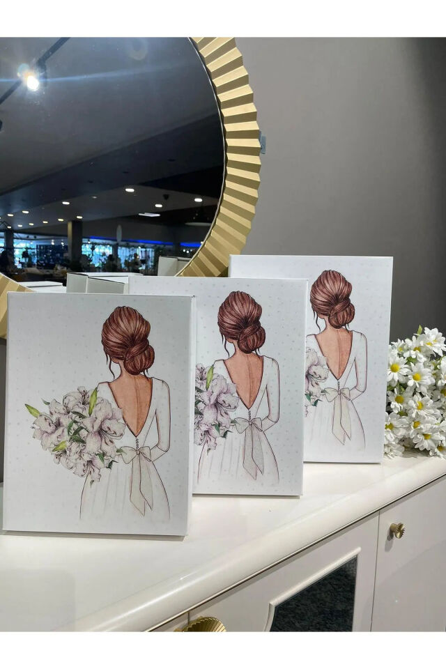 3lü Gelin Kutu Söz Nişan Bohça Kutusu Büyük Boy Gelin Bohça Kutusu 38x32x15 cm