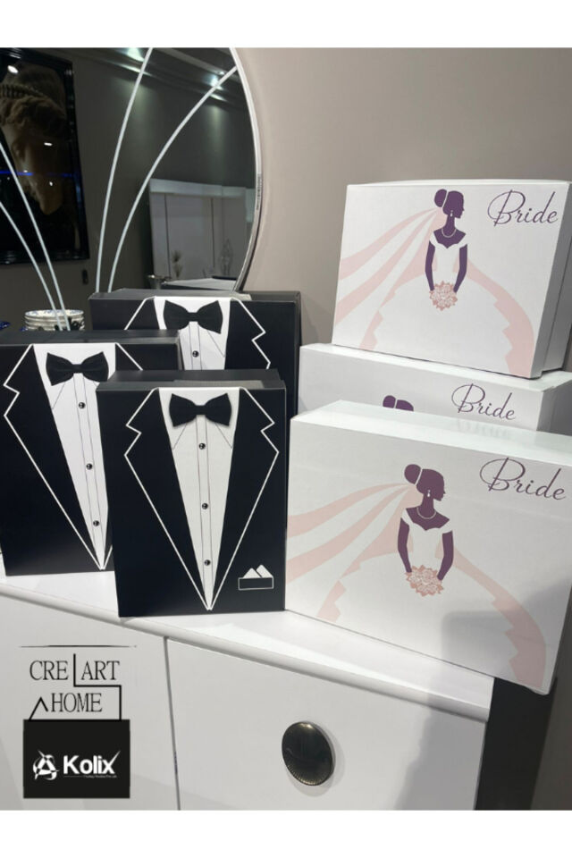 Bride Gelin Bohçası - Gelin Kutusu - Damat Kutusu - Damat Bohçası - 2 'li Gelin & Damat SET