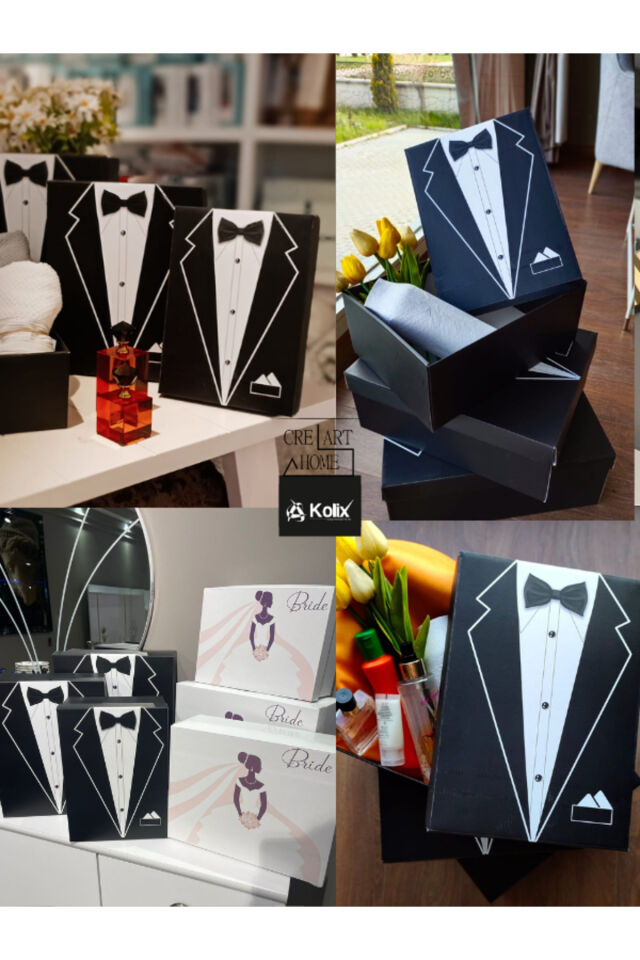 Bride Gelin Bohçası - Gelin Kutusu - Damat Kutusu - Damat Bohçası - 2 'li Gelin & Damat SET