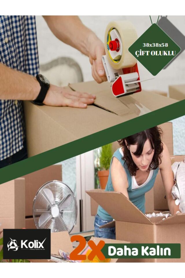 5 Adet 38x38x58 Çift Oluklu Taşıma Taşınma Karton Çeyiz Arşiv Kitap Boş Koli