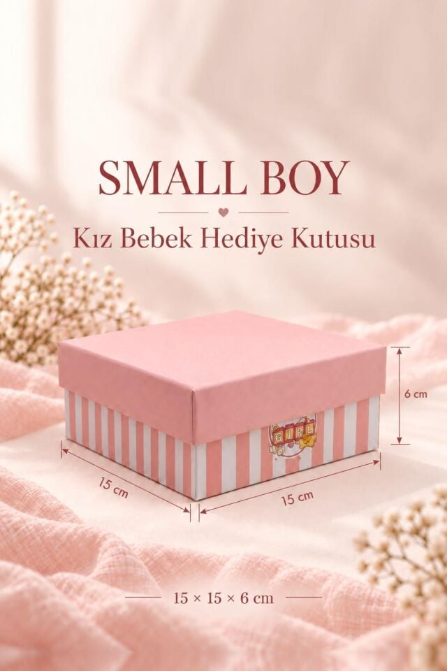 Pembe Çizgili Kız Bebek Taslama Hediye Kutusu 3'lü Set