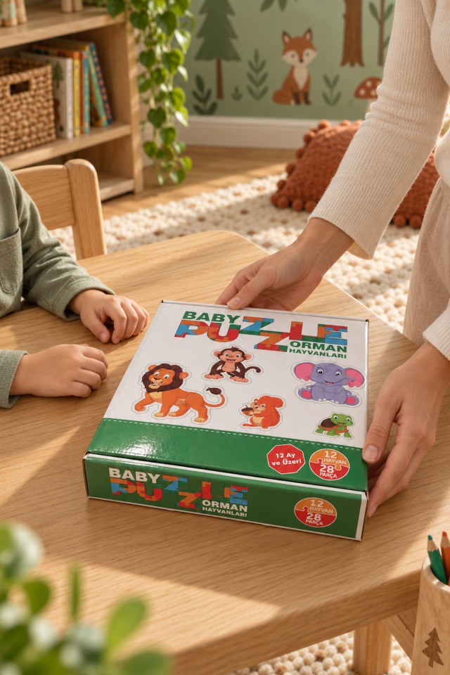 Baby Puzzle Orman Hayvanları Eğitici Oyun Kartları