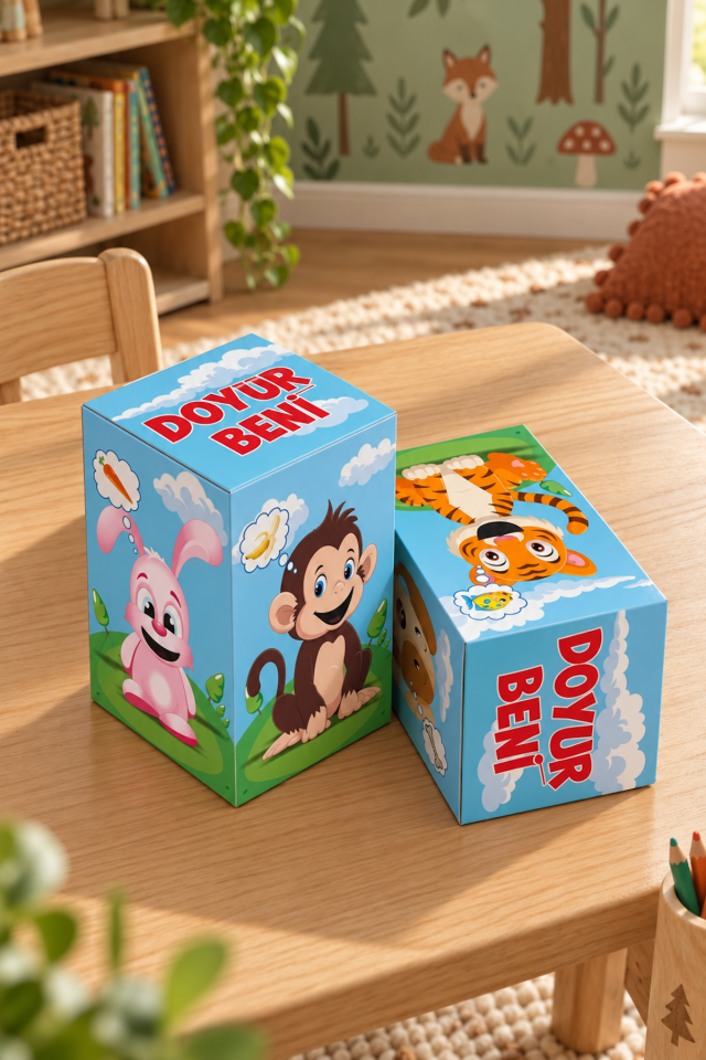 Doyur Beni Hayvanlar Kutu Seti Etkinlik Kutusu Oluklu Mukavva Eğitici Oyuncak SET Kutu